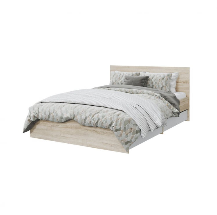 Кровать Лори 1400*2000 мм, с ортопедическим основанием и ящиками, дуб сонома светлый/белый_0