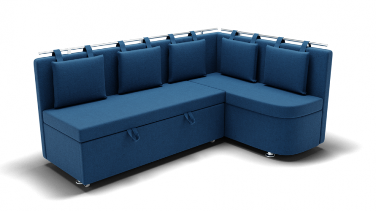 Кухонный диван Париж-2 без спального места угол левый/правый (ЗР) Цвет фасада: Синий; Тип: Левый/правый; Материал фасада: Металл/Велюр_0