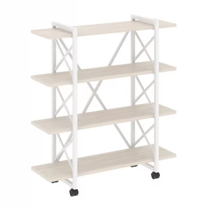 Стеллаж на колесных опорах - 4 полки ЛОФТ  ВР.Л-МСТ.К-4.8В Металл белый Денвер светлый / LOFT VR.L-MST.K-4.8V_0