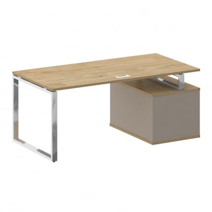 Стол руководителя с опорной тумбой , левый СХИФТ СК.СРТ-180 (Л) Тиквуд Светлый/Капучино / SHIFT SK.SRT-180 (L)_1