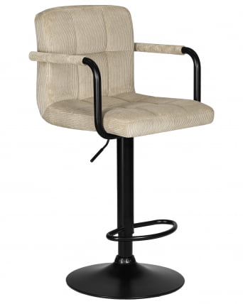 Стул барный ДОБРИН КРУГЕР АРМ БЛАCК (бежевый вельвет (ЛАР-Е2041-04)) / DOBRIN KRUGER ARM BLACK (LAR-E2041-04))_1
