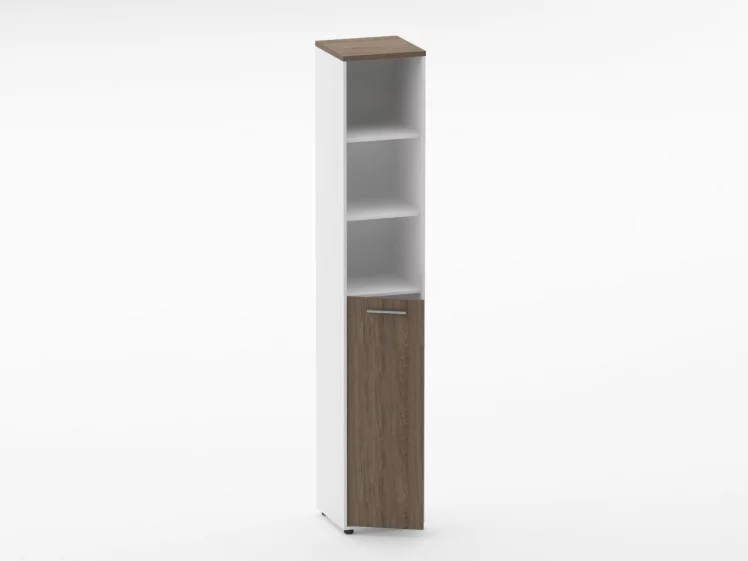 Шкаф 5 узкий верх открытый, низ глухая дверь Дека 10.23.13Л Дуб Верцаска/Белый / Deka_1