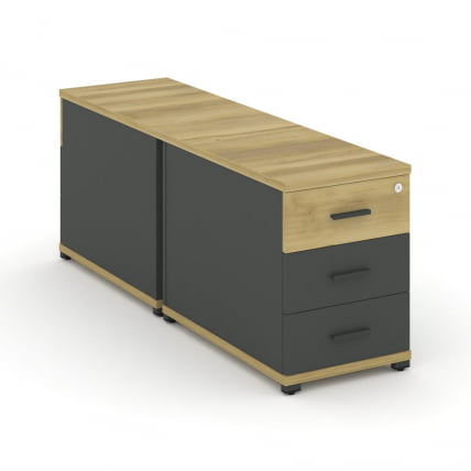 Тумба двухсторонняя опорная приставная с 3-мя ящиками CОНCЕПТ CН.ДТГО-001 Б/В Дуб Винченцо Антрацит / CONCEPT CN.DTGO-001 B/W_0