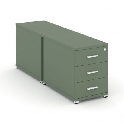 Тумба двухсторонняя опорная приставная с 3-мя ящиками CОНCЕПТ CН.ДТГО-001 Б/В Кобо Белый / CONCEPT CN.DTGO-001 B/W_0