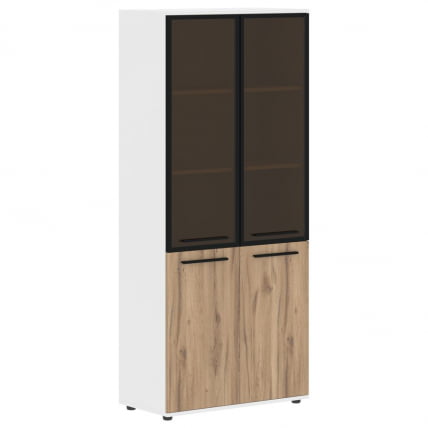 Шкаф комбинированный  с дверьми в металлической раме ЕДИС ЕХCС 85.7 Дуб Денвер светлый Черный Белый / EDIS EHCS_0