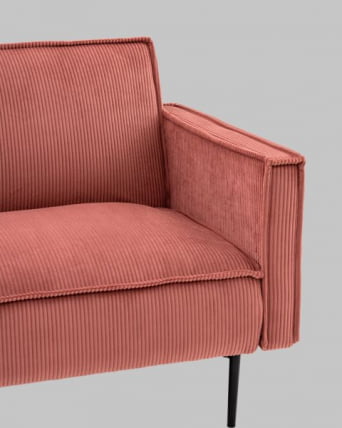 Диван прямой Кассель велюр рельефный коралловый_6