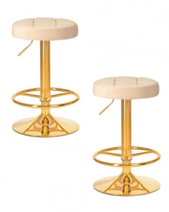 Табурет барный ДОБРИН БРУНО ГОЛД (бежевый велюр (МДЖ9-10)) 2 шт / DOBRIN BRUNO GOLD (MJ9-10))_0