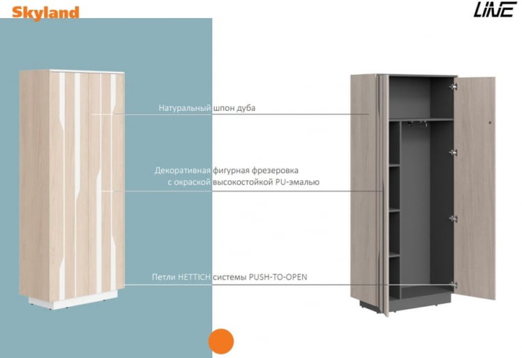 Шкаф средний Лине СФ-574202 Дуб светлый Белый / Line_1