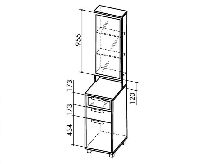 Тумба с зеркалом ВЕСТ Модуль 3 Ясень шимо св/ясень шимо темн / WEST_2