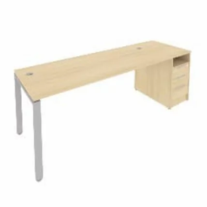 Рабочая станция с опорной тумбой Метал Сйстем Б.РС-СТП -1.5 Акация/Серый / Metal System_0