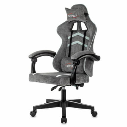 Кресло компьютерное БРАБИКС Шоотер ГМ-12, 2 подушки, ткань, серое / BRABIX Shooter GM-12,_6