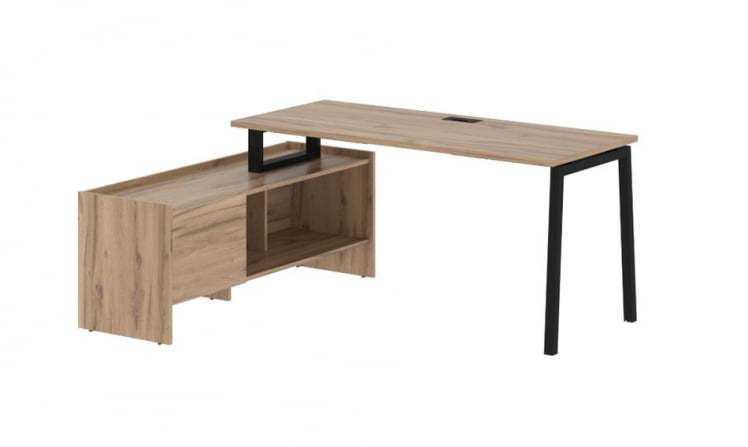 Стол с тумбой ЕДИС ЕЛCТ 17614 Дуб Денвер светлый Черный / EDIS ELCT_0