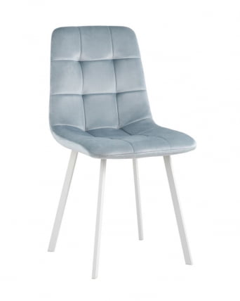 Комплект из четырех стульев Чиллй велюр серо-голубой ножки белые 4 шт. / Chilly_1