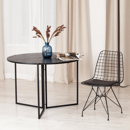 Стол складывающийся ЙООП (мод. 1202) ЛДСП+меламин/металл, 100 х 100 х 72 см, черный мрамор/черный / YOOP (mod._5