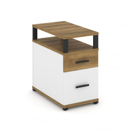 Тумба опорная/приставная с ящиком, распашным фасадом и надставкой CОНCЕПТ CН.ТГП-002 Б/В Сандал Янтарный Белый бриллиант Черный / CONCEPT CN.TGP-002 B/W_0