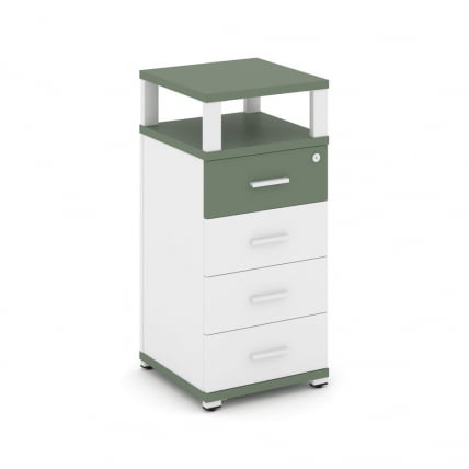 Тумба приставная с 4-мя ящиками и надставкой CОНCЕПТ CН.ТУО-003 Б/В Кобо Белый бриллиант Белый / CONCEPT CN.TUO-003 B/W_0