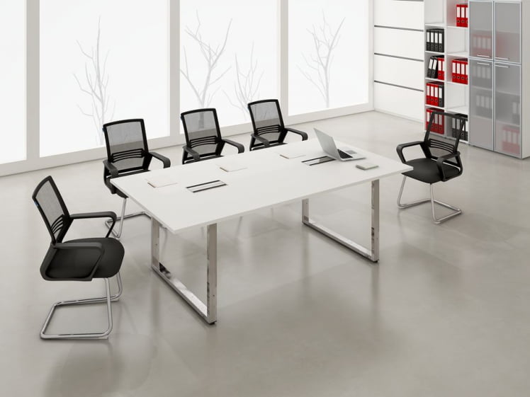 Стол рабочий, прямолинейный ГЛОСС ЛИНЕ НСР-П.004 Белый Премиум / GLOSS LINE_1