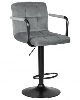 Стул барный ДОБРИН КРУГЕР АРМ БЛАCК (серый велюр (МДЖ9-75)) / DOBRIN KRUGER ARM BLACK (MJ9-75))_0