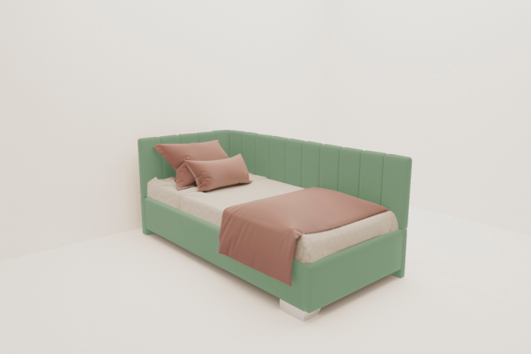 ДЕТСКАЯ МЯГКАЯ ИНТЕРЬЕРНАЯ КРОВАТЬ ТЕРРА С ОРТОПЕДИЧЕСКИМ ОСНОВАНИЕМ (БЕРХОУСЕ) Цвет фасада: Мятный; Материал фасада: Металл/Велюр; Спальное место: 1200х1900 / (BERHOUSE)_0