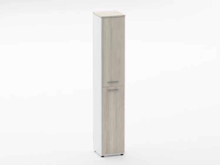 Шкаф 5 узкий закрытый Дека 10.23.16Л Дуб Сантана светлый/Белый / Deka_0