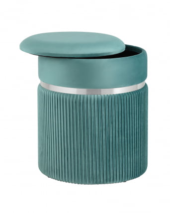 Пуф Миранда с ящиком серебро велюр Светло-бирюзовый_1