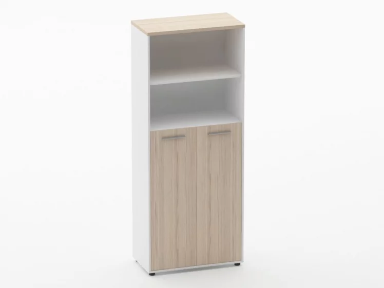 Шкаф 4 широкий 2 полки открытые, 3 полки закрытые Дека 10.19.131 Туя/Белый / Deka_0