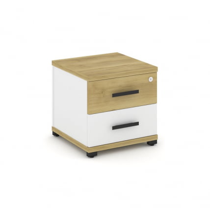 Тумба приставная с 2-мя ящиками CОНCЕПТ CН.ТУП-001 Б/В Дуб Винченцо Белый бриллиант Черный / CONCEPT CN.TUP-001 B/W_0