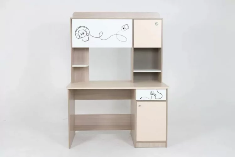 Стол компьютерный Котофей Ясень шимо светлый Вайс Белый_1