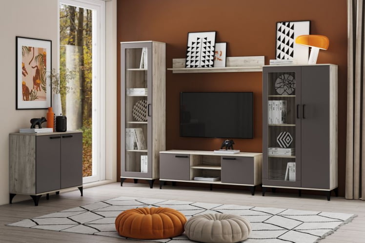 Тумба ТВА Марсель НМ 013.45 Софт Графит Дуб Крафт серый_2