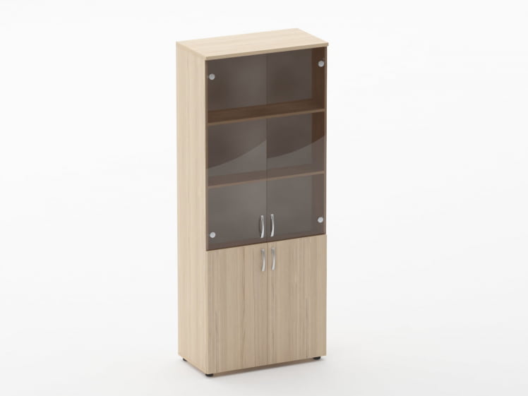 Шкаф высокий со стеклом Глассй 6.19.151 Орех / Glassy_0