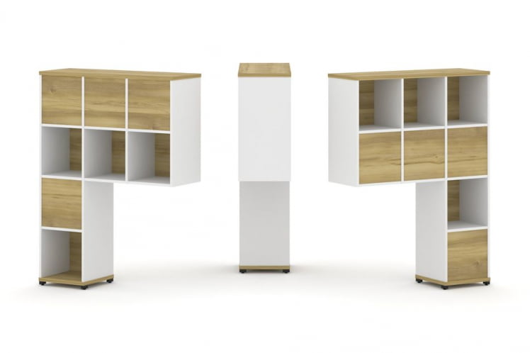 Надставка на стол высокая двухсторонняя + задняя стенка (8 шт.) CОНCЕПТ CН.ДНВ-005 Дуб Винченцо Белый бриллиант Черный металл / CONCEPT CN.DNV-005_0