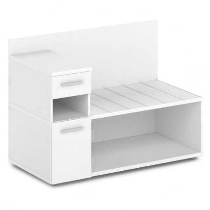 Тумба багажная с ящиком и дверью левый Орната 	Н-444 Л Белый Шагрень / Ornata_0