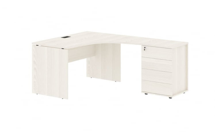 Стол эргономичный с тумбой правый ЕДИС ЕДCЕТ 1318 Р Ясень Траун Черный / EDIS EDCET R_0