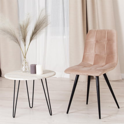 Стул CХИЛЛЙ (мод. 7095-1) ткань/металл, 45кс53х88 см, высота до сиденья 50 см, бежевый баркхат 5/черный / CHILLY (mod. 45x53х88 barkhat_9