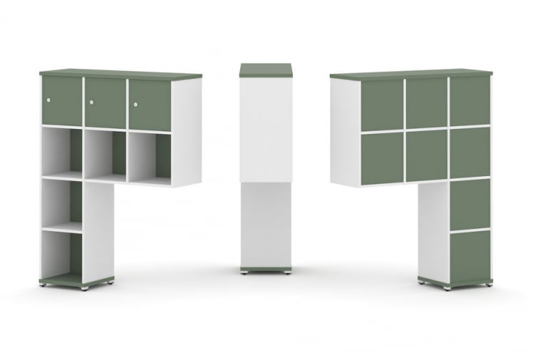 Надставка на стол высокая односторонняя + задняя стенка (8 шт.) + распашной фасад (3 шт.) CОНCЕПТ CН.ОНВ-003 Кобо Белый бриллиант Белый металл / CONCEPT CN.ONV-003_0