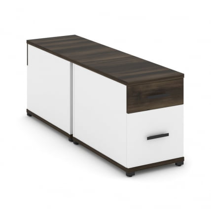 Тумба двухсторонняя опорная приставная с ящиком и распашным фасадом CОНCЕПТ CН.ДТГО-004 Б/В Дуб Мали Белый бриллиант Черный / CONCEPT CN.DTGO-004 B/W_0