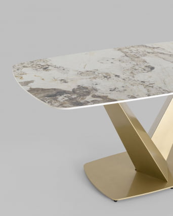 Обеденный стол Аврора 180кс90 Белый мрамор / 180x90_3