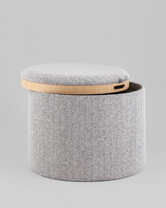 Пуф с ящиком Хюгге Л букле серый / L_4