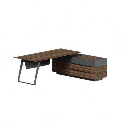 Стол руководителя на опорной тумбе КУАРТЗ КЗ.0101.БВ+КЗ.0201.БВ.ГФ.Р правый / QUARTZ QZ.0101.BW+QZ.0201.BW.GF.R_0