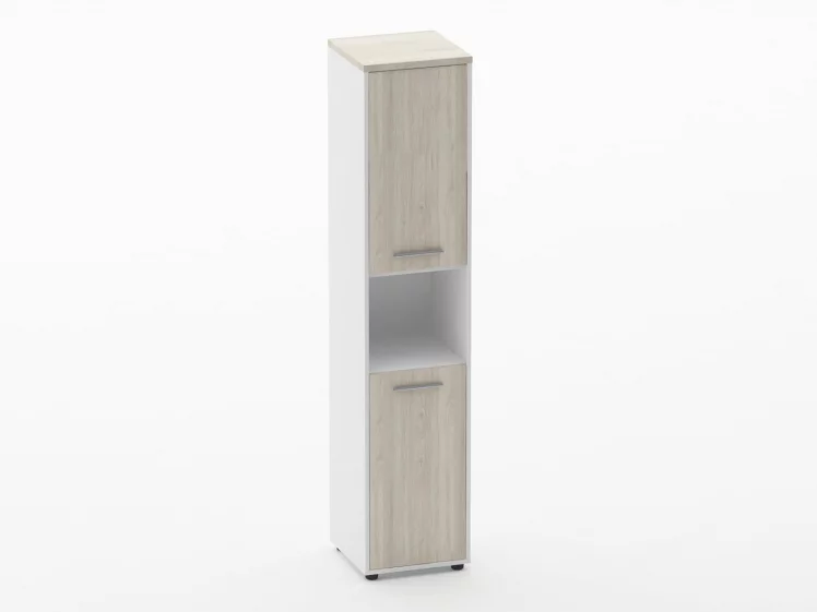 Шкаф 4 узкий закрытый, с нишей Дека 10.19.12Пр Дуб Сантана светлый/Белый / Deka_0