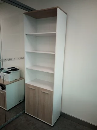 Шкаф 5 широкий верх открытый, низ закрытый Дека 10.23.111 Дуб Сантана светлый/Белый / Deka_6