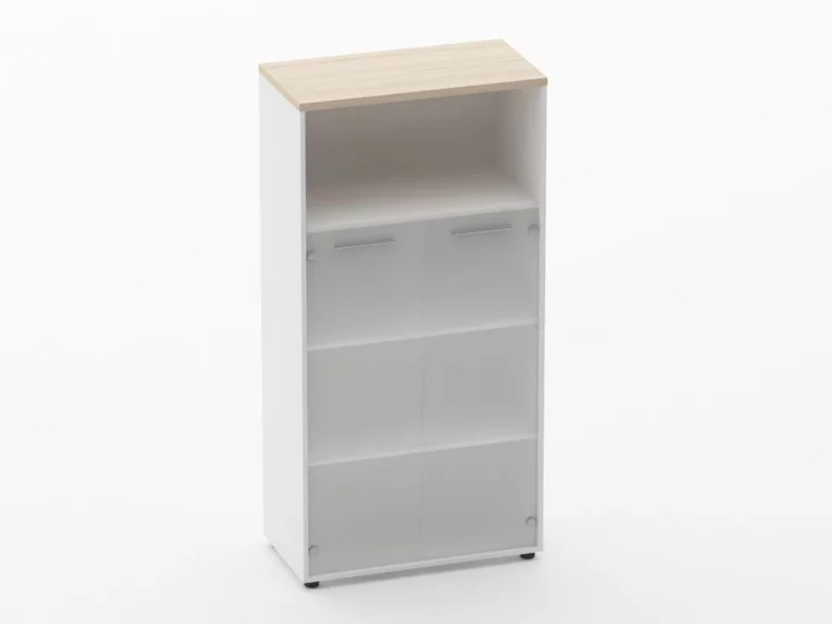 Шкаф 3 широкий 2 стеклянные двери, с нишей Дека 10.16.161 Туя/Белый / Deka_0