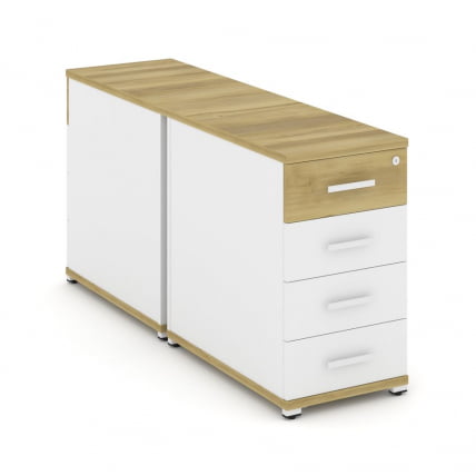 Тумба двухсторонняя опорная приставная с 4-мя ящиками CОНCЕПТ CН.ДТГО-002 Б/В Дуб Винченцо Белый бриллиант Белый / CONCEPT CN.DTGO-002 B/W_0