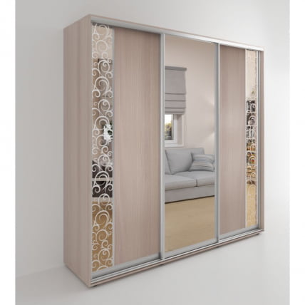 Шкаф-купе 3-х дверный Акцент-Вера ДС 2400х600 Ясень шимо светлый_0