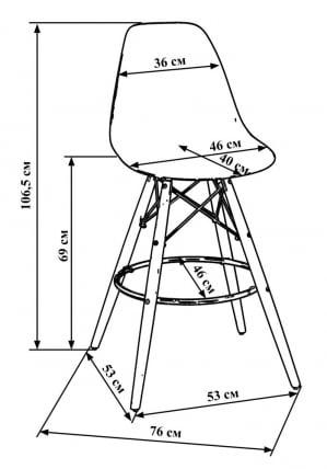 Стул барный ДОБРИН ДСВ БАР Черный Б-03 / DOBRIN DSW BAR B-03_6