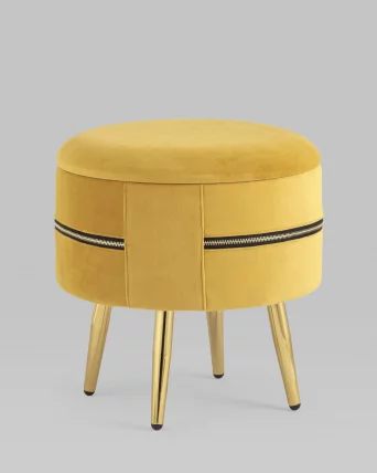 Пуф Тильда с ящиком велюр Охра_2