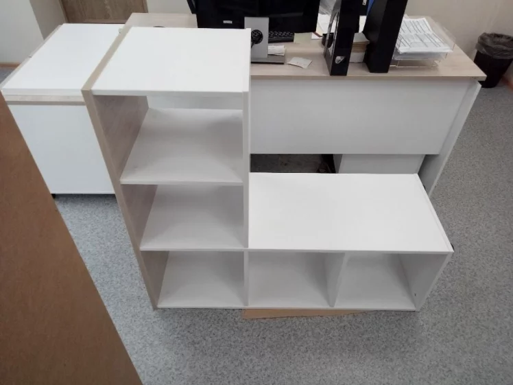 Стеллаж к столу Дека 9.06.10 Дуб Сантана светлый/Белый / Deka_3