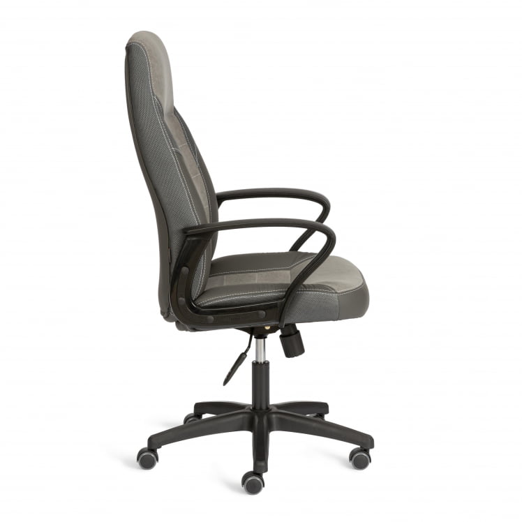 Кресло ИНТЕР (24) кож/зам/флок/ткань, серый/металлик, C-36/29/ТВ-12 / INTER C-36/29/TW-12_1