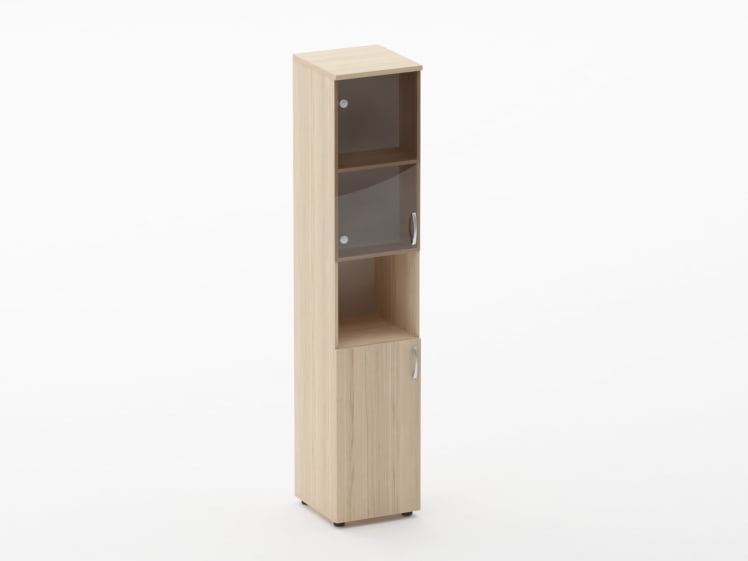 Шкаф высокий со стеклом и нишей Глассй 6.19.14Л Бук светлый / Glassy_0