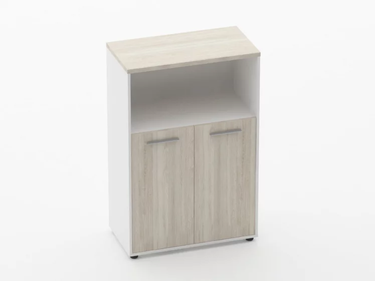 Шкаф 2 широкий закрытый с нишей Дека 10.12.111 Дуб Сантана светлый/Белый / Deka_0